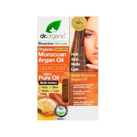 DR. ORGANIC · Aceite Puro de Argan Marroquí 100% Puro (Uñas, Cabello, piel) · 50 ml