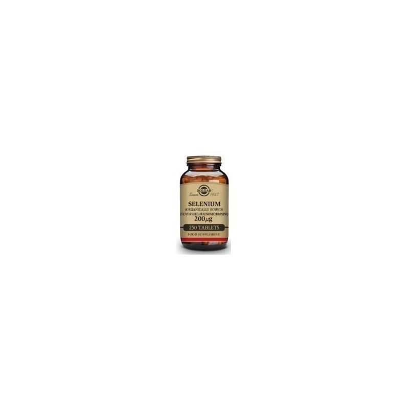 SELENIO 200mcg (sin levadura) · 250 COMPRIMIDOS · SOLGAR