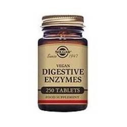 VEGAN ENZIMAS DIGESTIVAS · 250 COMPRIMIDOS MASTICABLES · SOLGAR