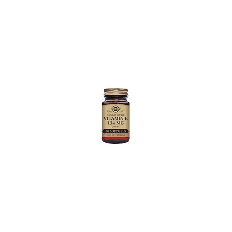 VITAMINA E 200ui (134mg) · 50 CAPSULA BLANDA VEGETAL · SOLGAR