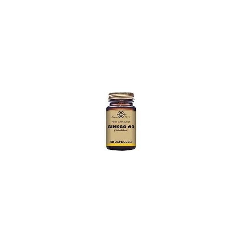 GINKGO 60 · 60 CAPSULAS VEGETALES · SOLGAR