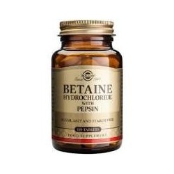 BETAINA CLORHIDRATO con PEPSINA 100 COMPRIMIDOS -SOLGAR