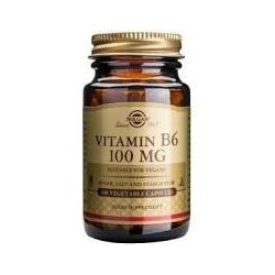 VITAMINA B6 100 MG · 100 CÁPSULAS VEGETALES · SOLGAR