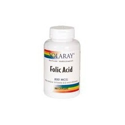 ACIDO FOLICO 800mcg. 100 CAPSULAS -SOLARAY