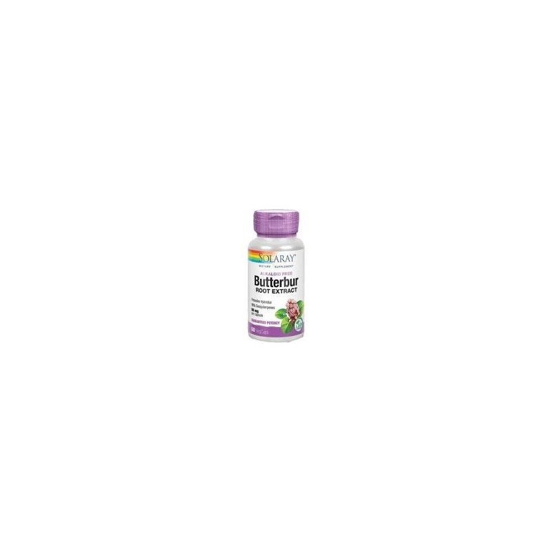 BUTTERBUR (petasita) 50 MG · 60 CAPSULAS VEGANAS · SOLARAY