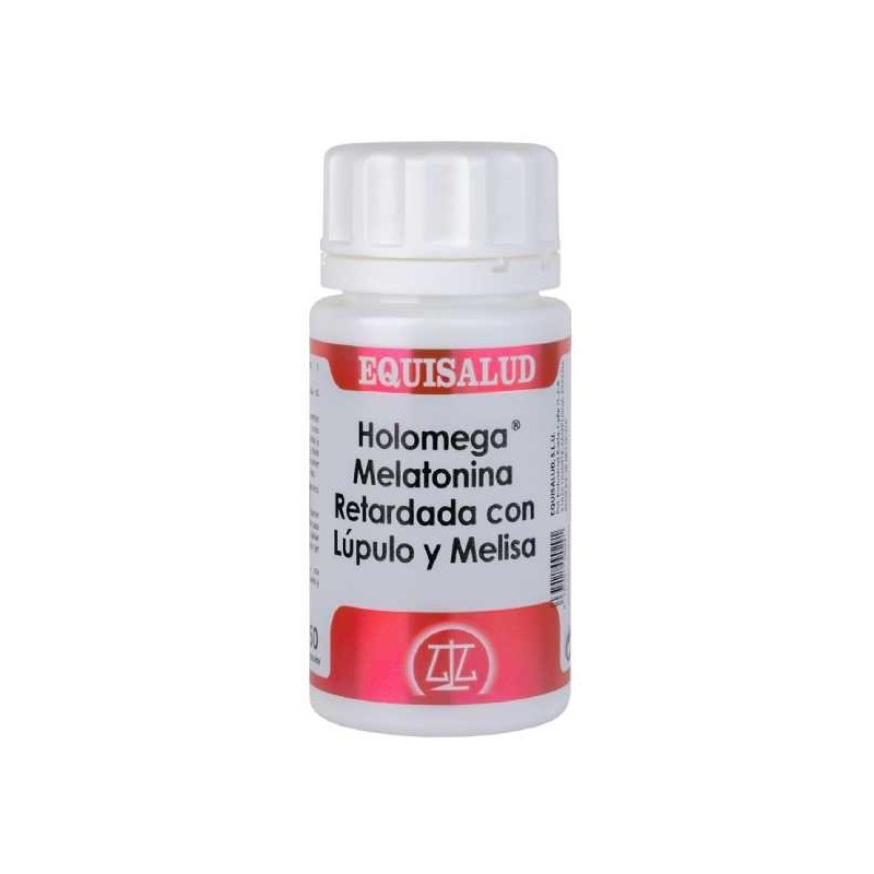 HOLOMEGA MELATONINA RETARDADA CON LÚPULO Y MELISA · 50 CÁPSULAS · EQUISALUD