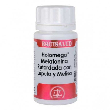 HOLOMEGA MELATONINA RETARDADA CON LÚPULO Y MELISA · 50 CÁPSULAS · EQUISALUD