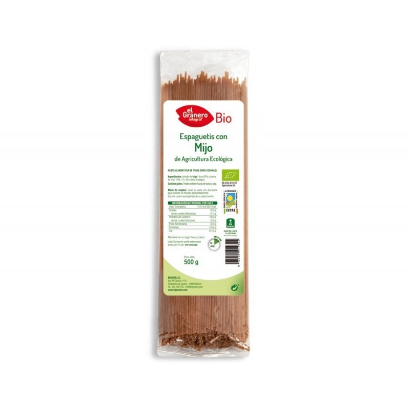 Espaguetis con Mijo Bio, 500 g ( EL GRANERO )