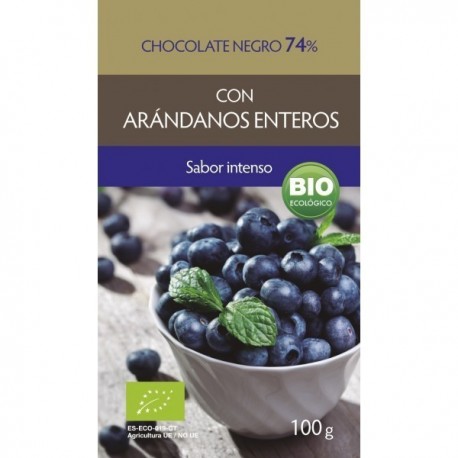 CHOCOLATE NEGRO 74% CON ARANDANOS ENTEROS ( BIOSUIT)