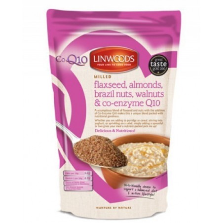 SEMILLAS DE LINO, NUECES, ALMENDRAS, NUECES DE BRASIL Y COENZIMA Q10 · LINWOODS )